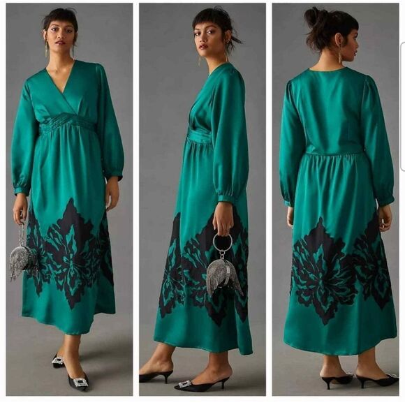 nikasha embroidered satin dress Nikasha Embroidered Satin Dress